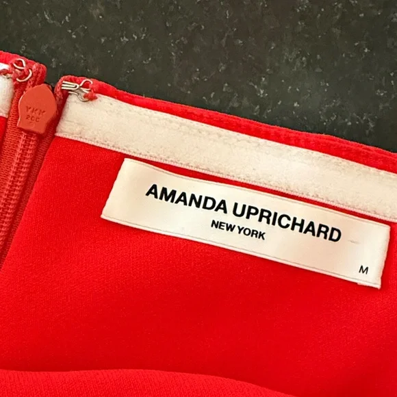 Amanda Uprichard Sabine Mini Sheath Dress Red Size Medium - Picture 3 of 13